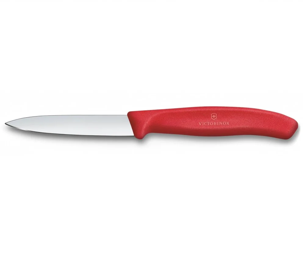 Swiss Classic, nôž na krájanie, 8 cm, rovný, špicatý hrot, červený