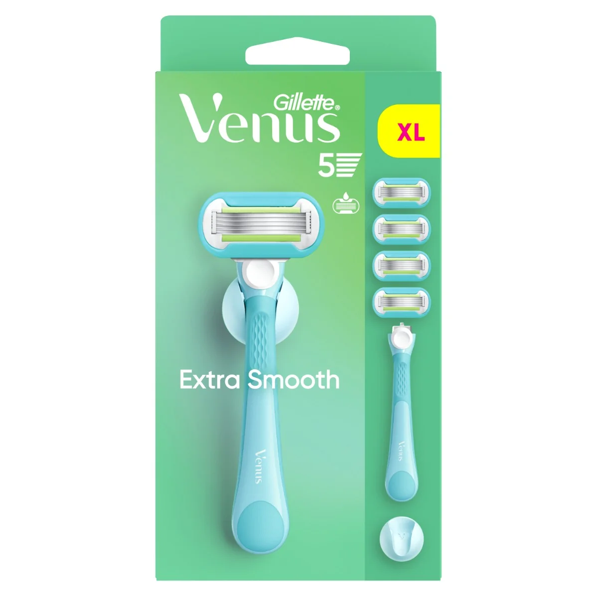 Gillette Venus Extra Smooth holiaci strojček + 4 holiace hlavice a nástenný držiak 1 set
