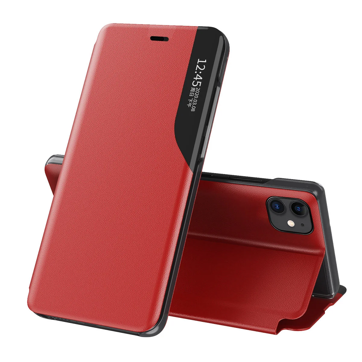 MG Leather View knižkové puzdro na iPhone 13 Pro Max, červené