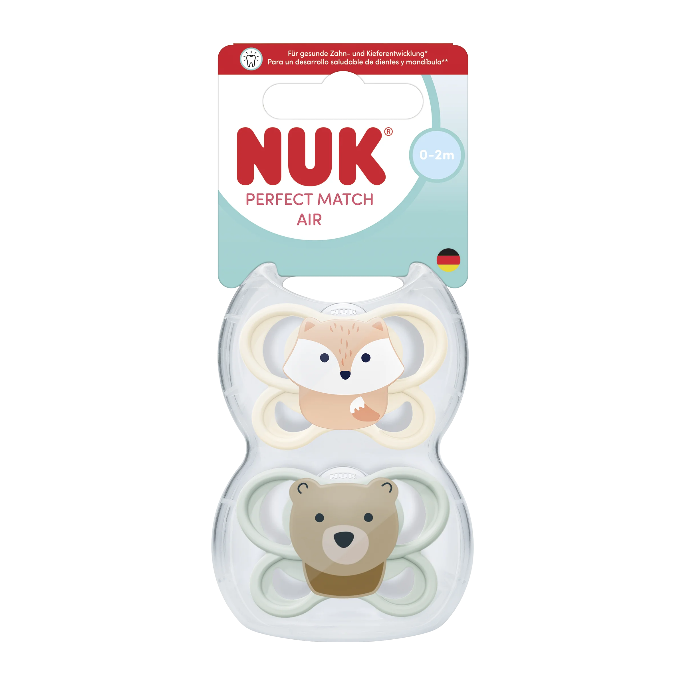 NUK cumlík Perfect Match AIR FOX/BEAR 0-2m 2 ks