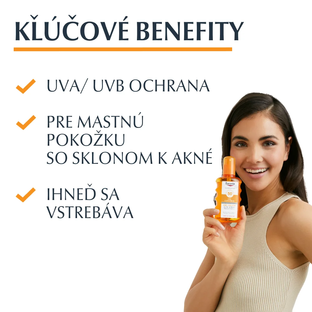 Eucerin SUN Transparentný sprej na opaľovanie Dry Touch OIL CONTROL SPF 50+ s veľmi vysokou ochranou, 200 ml 200 ml