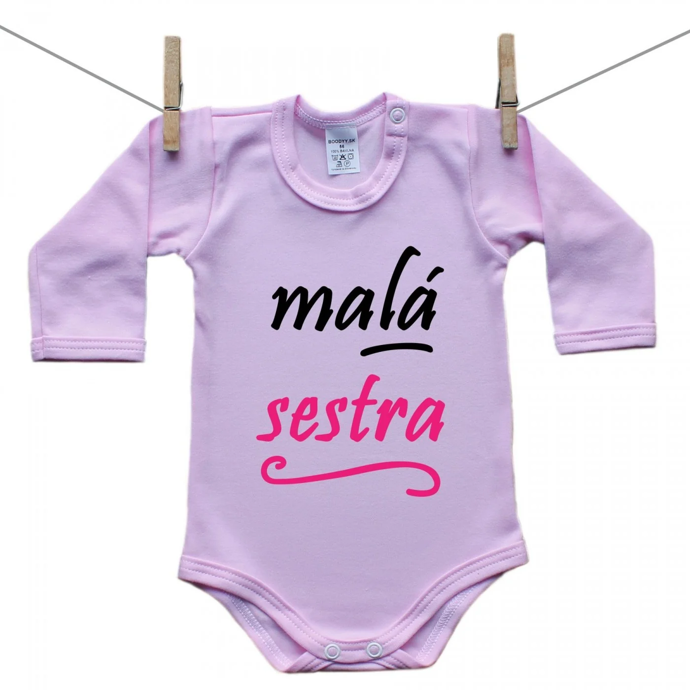 Boodyy Ružové Body s dlhým rukávom Malá sestra Veľkosť: 98