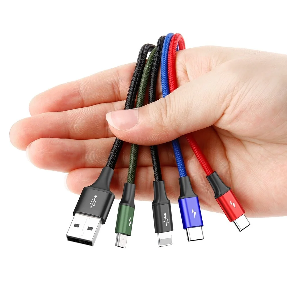 Baseus 4in1 kábel USB - 2x USB-C / Lightning / micro USB 3.5A 1.2m, čierny erny