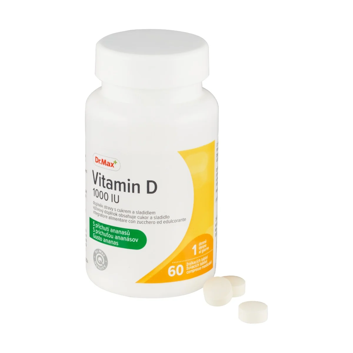 Dr.Max Vitamin D 1000 IU žuvacie tbl s príchuťou ananásov 1x60 ks