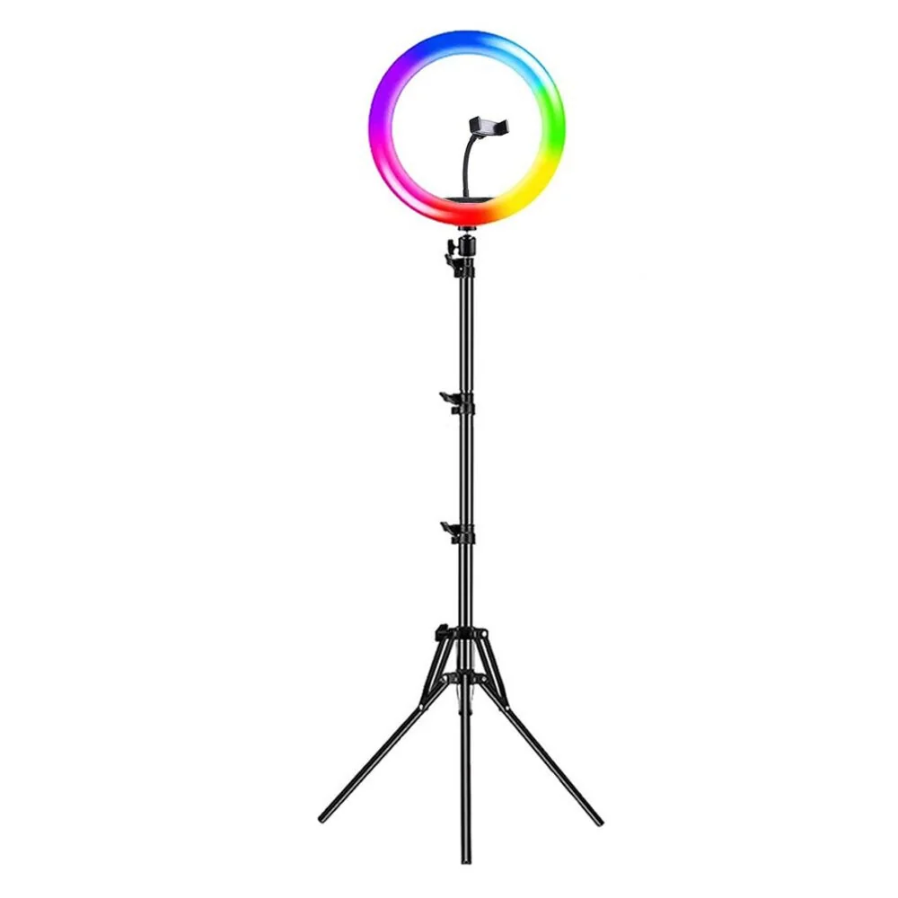 MG ZD666 RGB kruhové LED svetlo + statív 2.1m, čierne