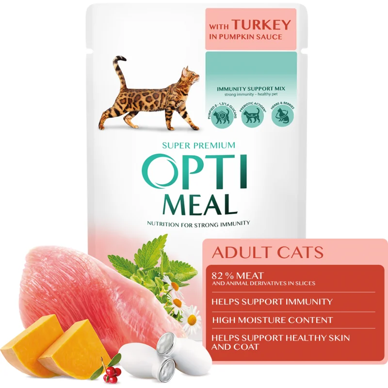 OPTIMEAL™ Superpremium kapsička pre mačky s morčacim mäsom v tekvicovej omáčke 85g (5857)