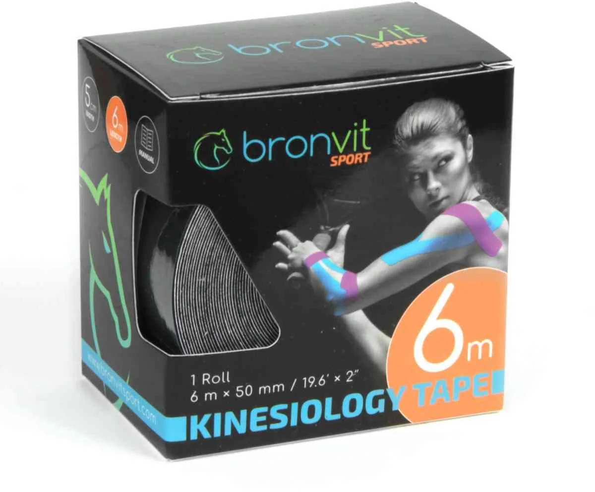 BronVit Sport Kinesio Tape classic čierná 5cmx6m 1×1 ks, kinesio tape