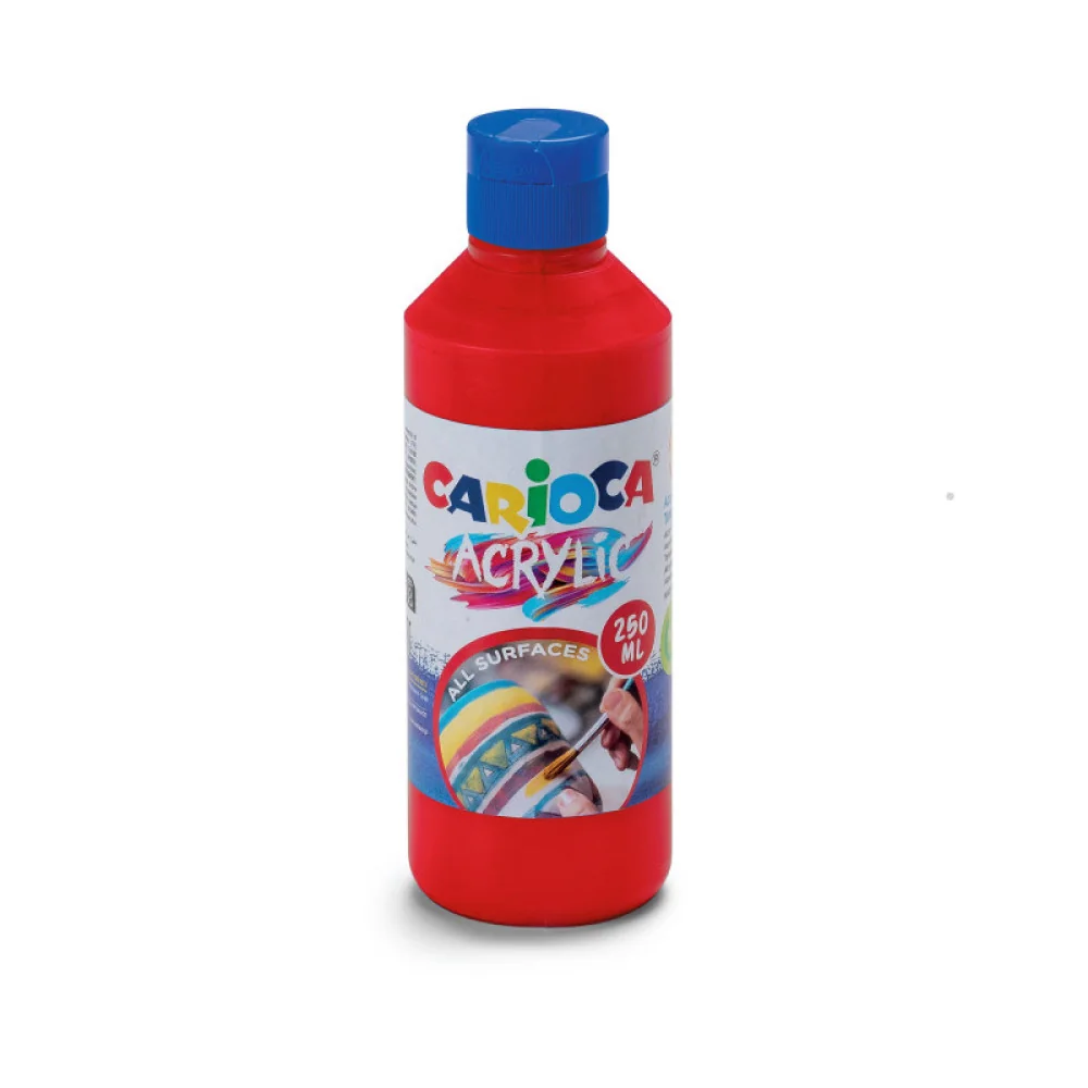 Akrylová farba prémiovej kvality Carioca 250 ml červená-CARIOCA