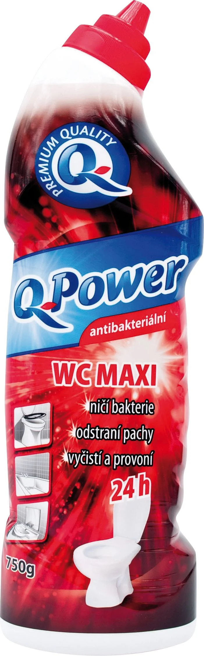 Q Power WC čistič  Maxi Antibacterial 1×750 ml, čistiaci prostriedok