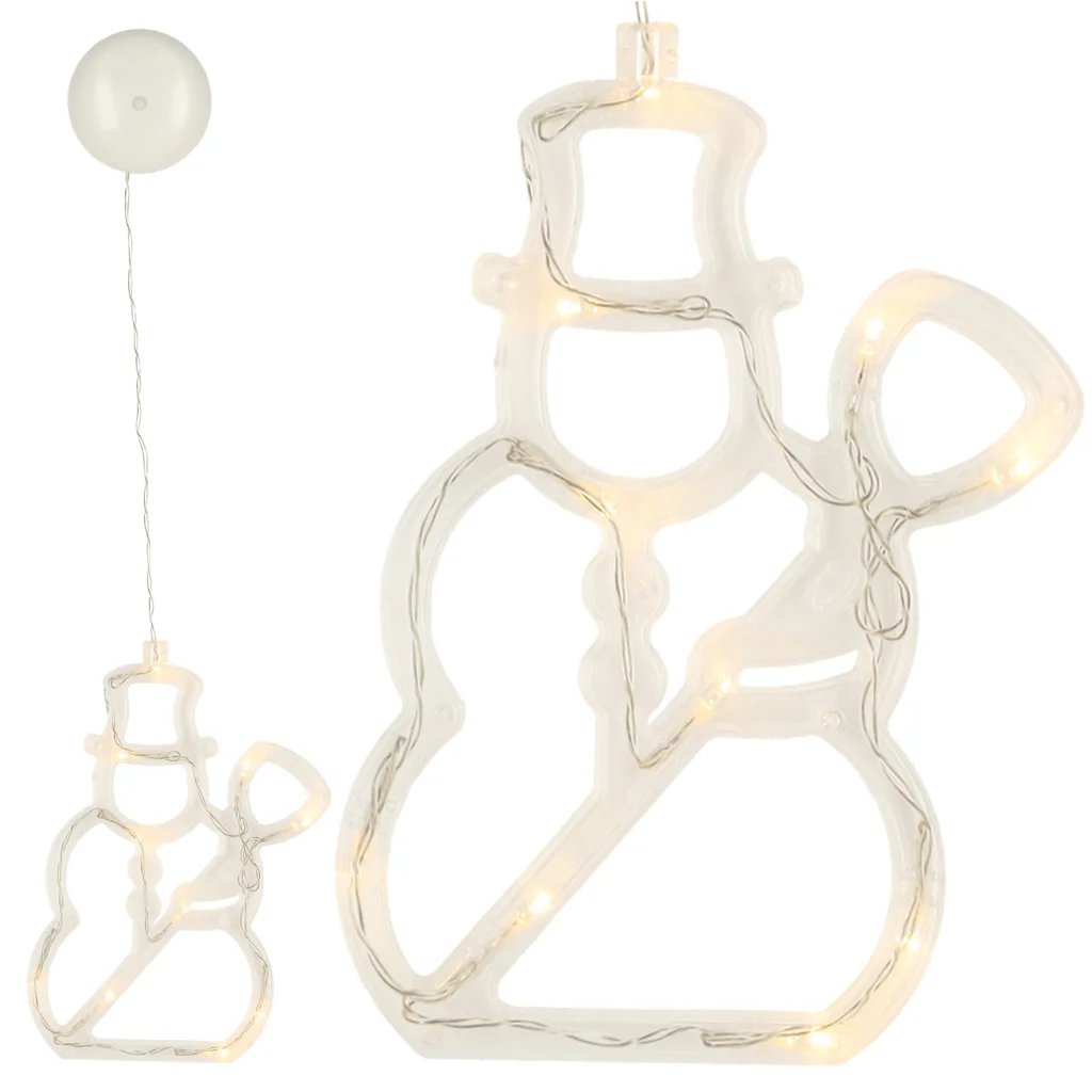 Vianočné dekorácie ozdoby osvetlenie, LED závesná dekorácia na okno snehuliak XXL 49 cm, 10 LED