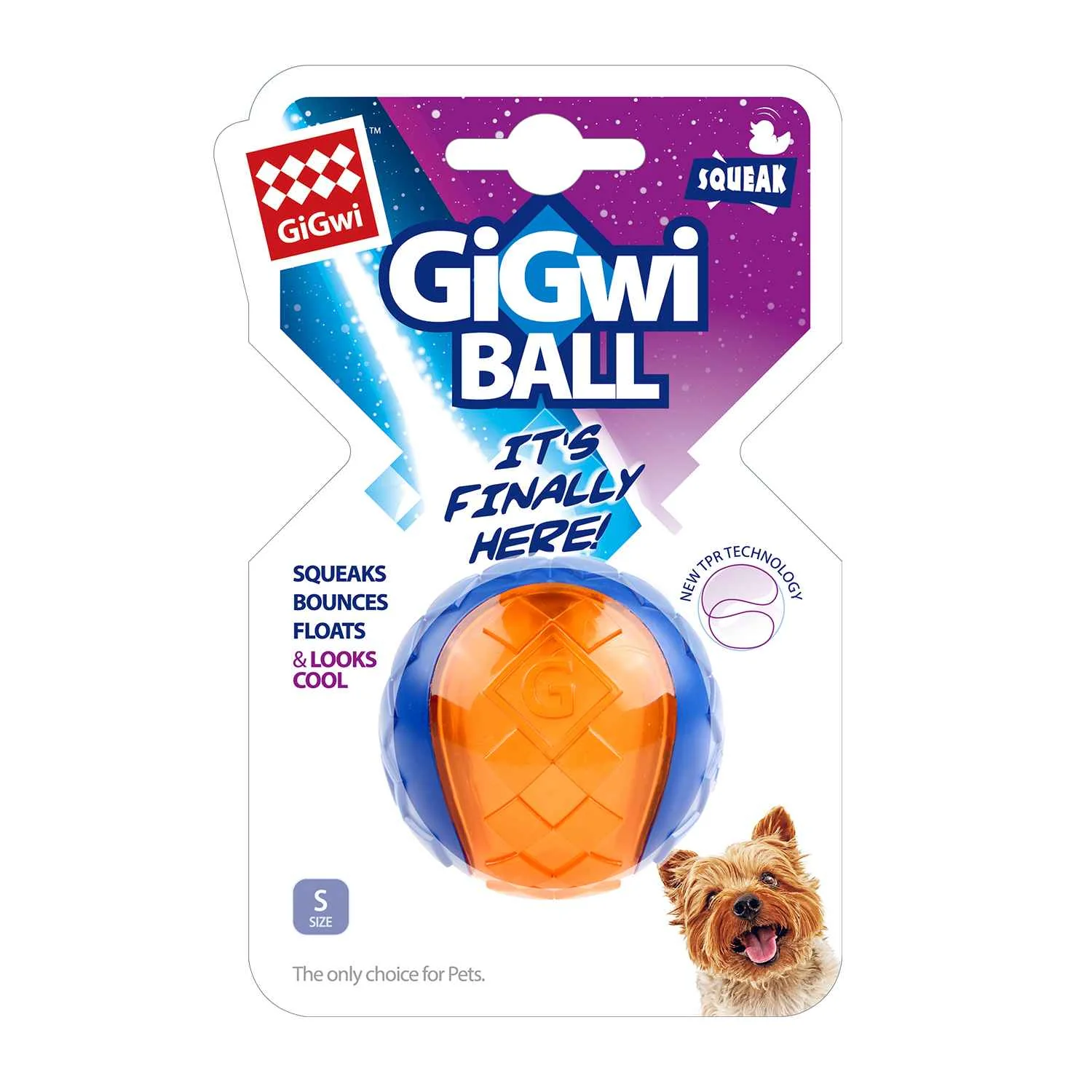 GiGwi Gigwi Loptička pevná oranžová / modrá, veľkosť S 1×1 ks, loptička pre psov