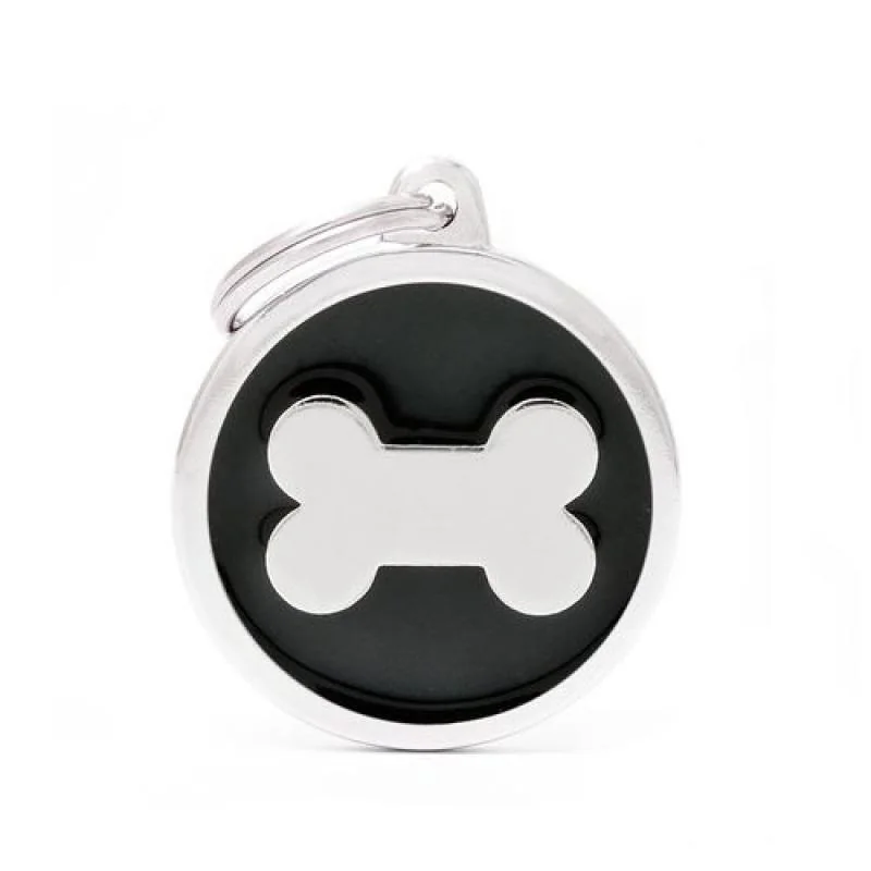 MF BLACK BIG CIRCLE BONE 3,93x3,17 cm gravírovateľný prívesok