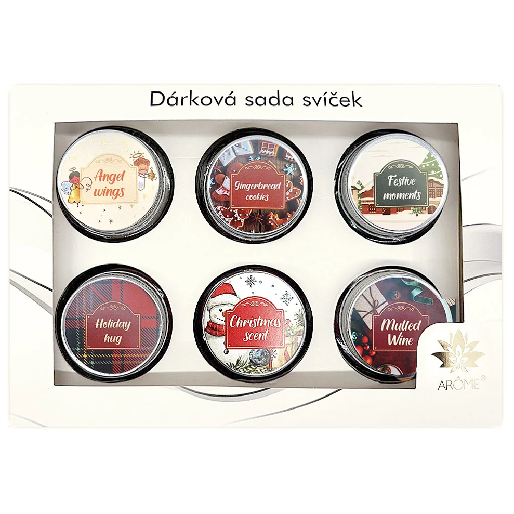 Set sviečok s prianím 28g v darčekovej krabičke, Winter, mix 6 ks