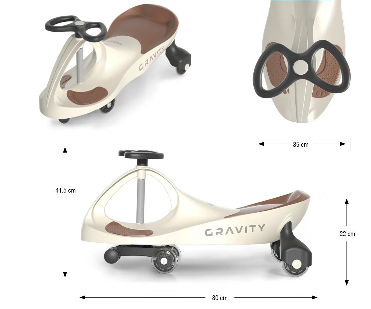 Detské gravitačné odrážadlo Gravity Milly Mally beige brown