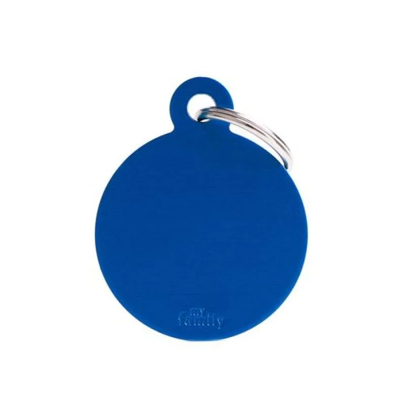 MF BIG ROUND ALUMINUM BLUE gravírovateľný prívesok 3,93x3,17cm