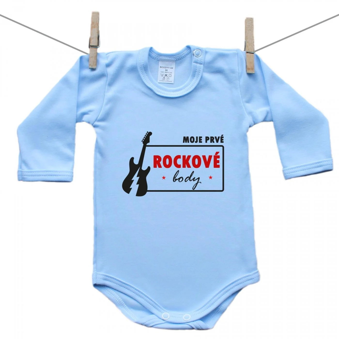 Boodyy Modré body s dlhým rukávom Moje prvé rockové body Veľkosť: 80