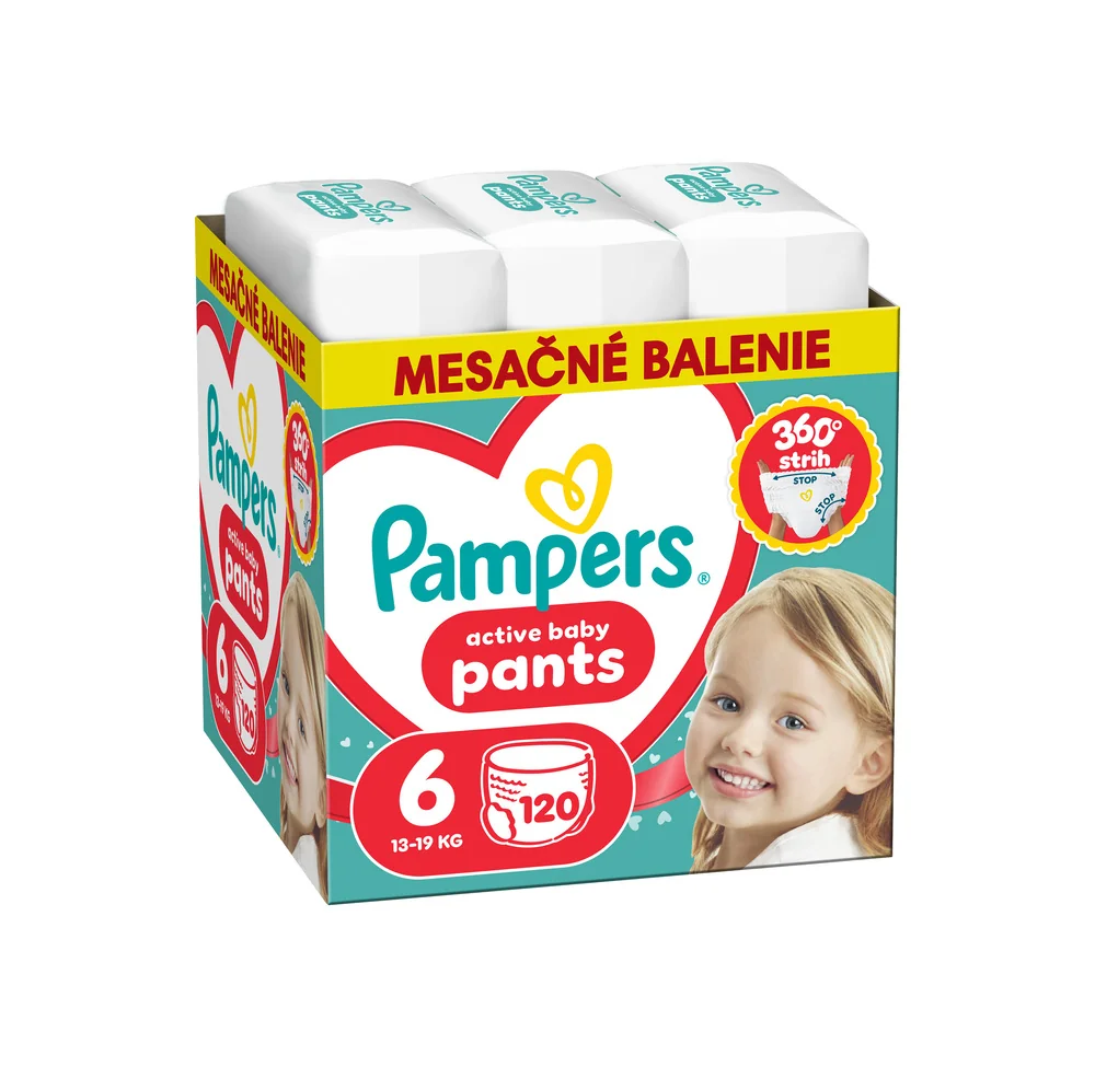 Pampers Active Baby plienkové nohavičky, veľkosť 6, 13kg-19kg 120 ks