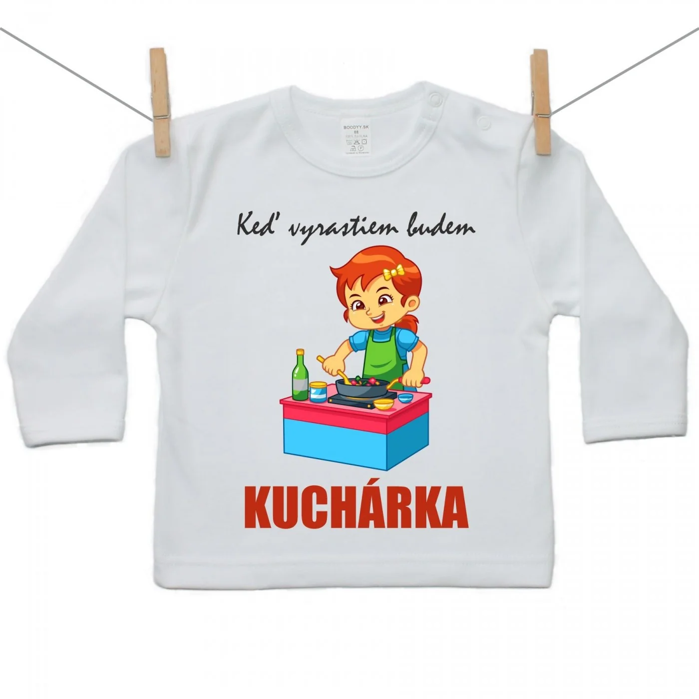 Boodyy Tričko s dlhým rukávom Keď vyrastiem budem kuchárka Veľkosť: 104