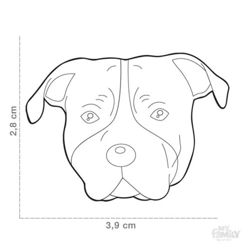 MF RED AND WHITE AMSTAFF 2,8x3,9 cm gravírovateľný prívesok