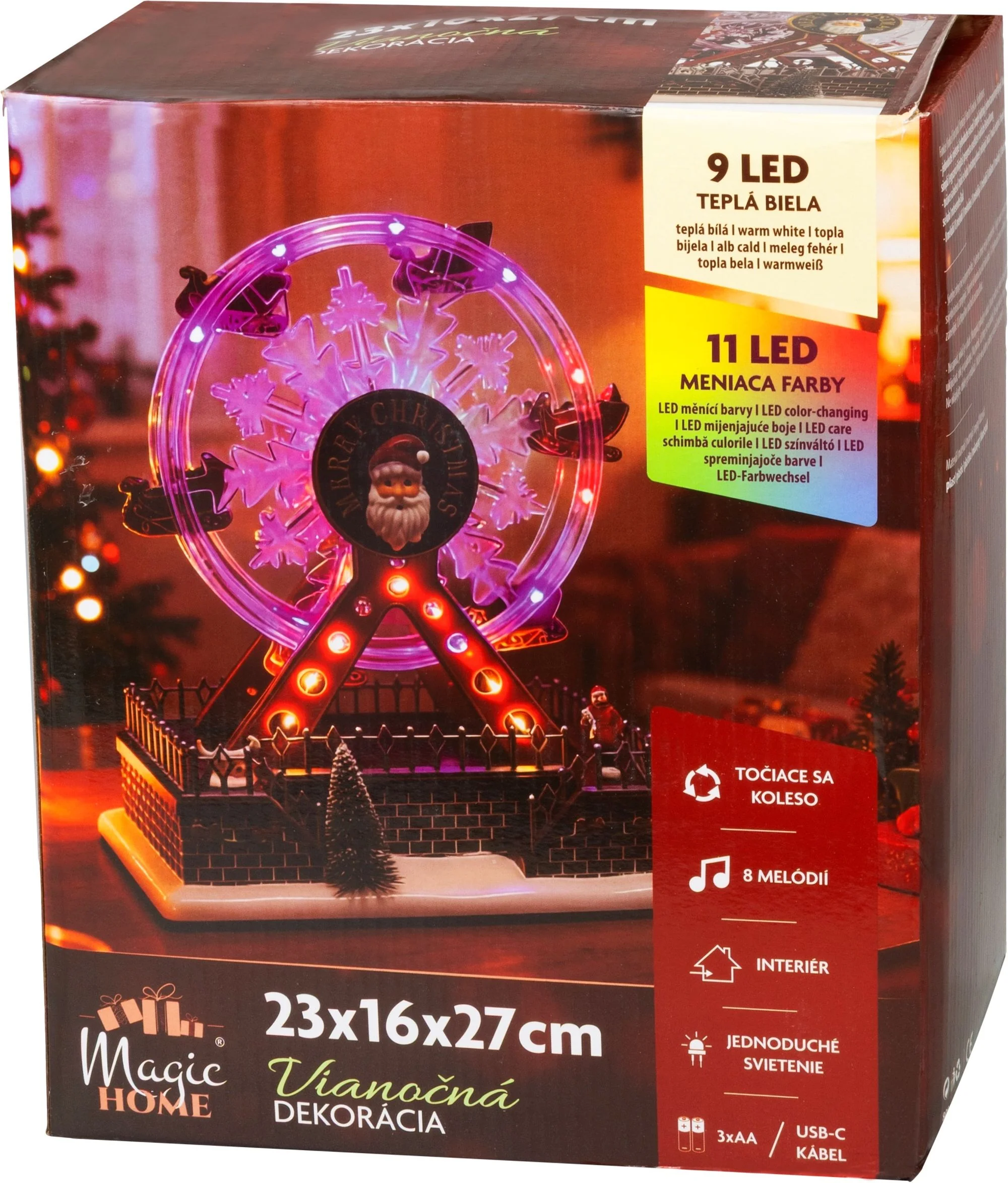 MagicHome vianočné LED ruské koleso, 1 ks Otočné, plastové, 16x23x27 cm