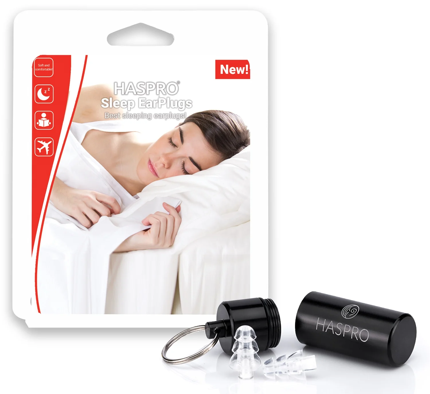 HASPRO Sleep Relax ušné zátky na spanie, silikónové, 1 pár