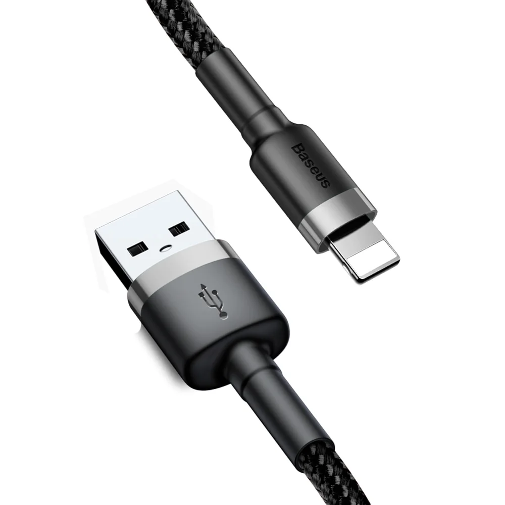 Baseus Cafule kábel USB / Lightning QC 3.0 2.4A 1m, čierny/sivý