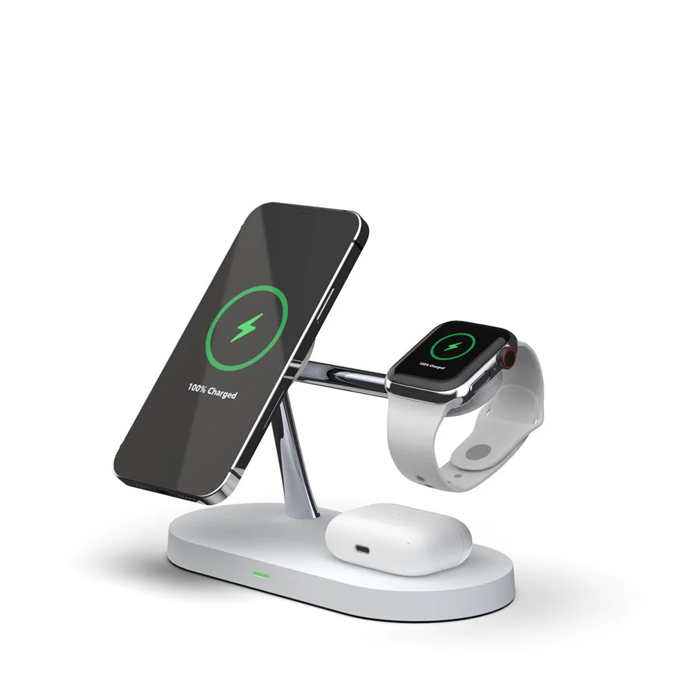 Tech-Protect A12 3in1 MagSafe bezdrôtová nabíjačka na mobil / AirPods / Apple Watch, biela / Apple Watch, biela
