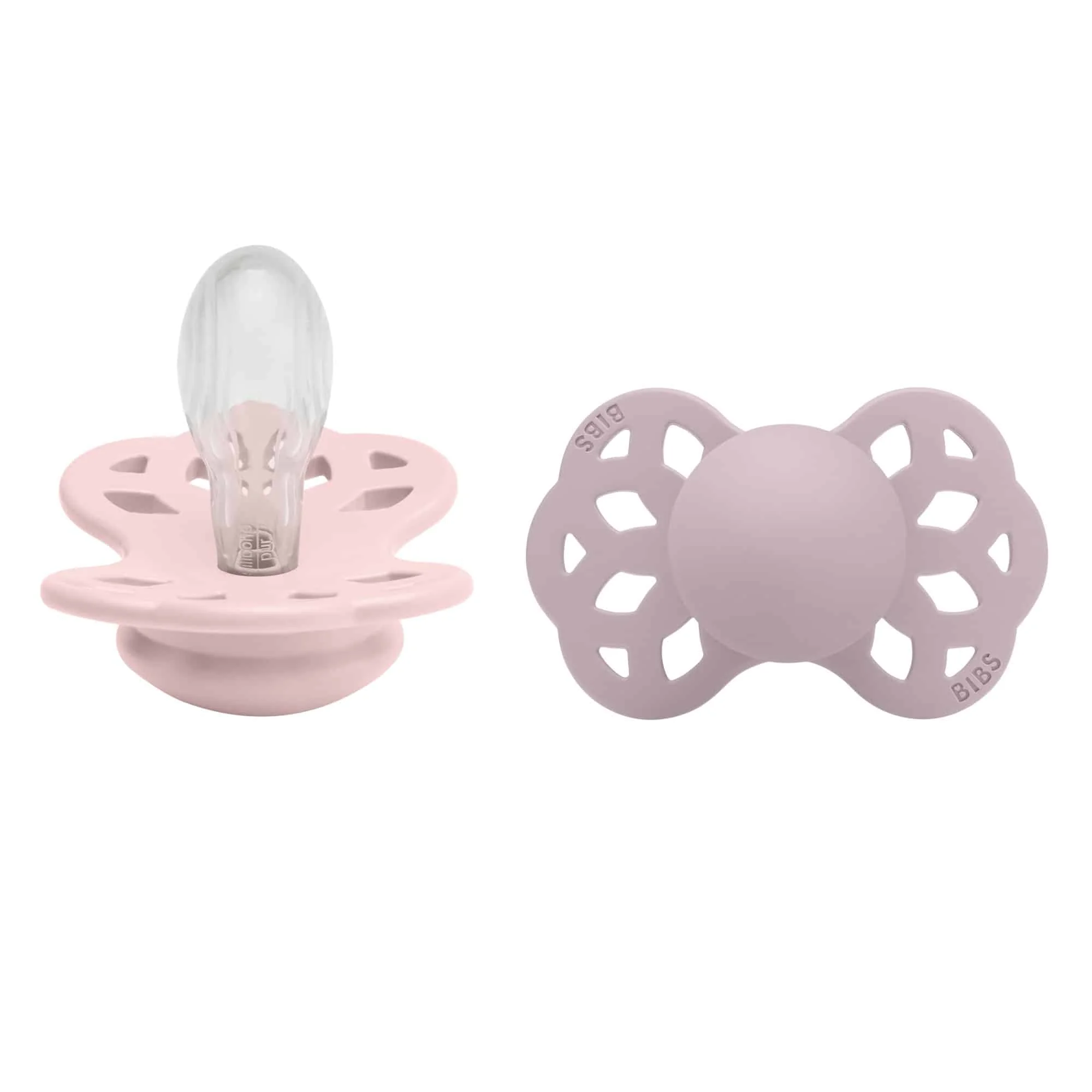 BIBS Infinity symetrické cumlíky zo silikónu 2ks veľkosť 2 - Blossom / Dusky Lilac
