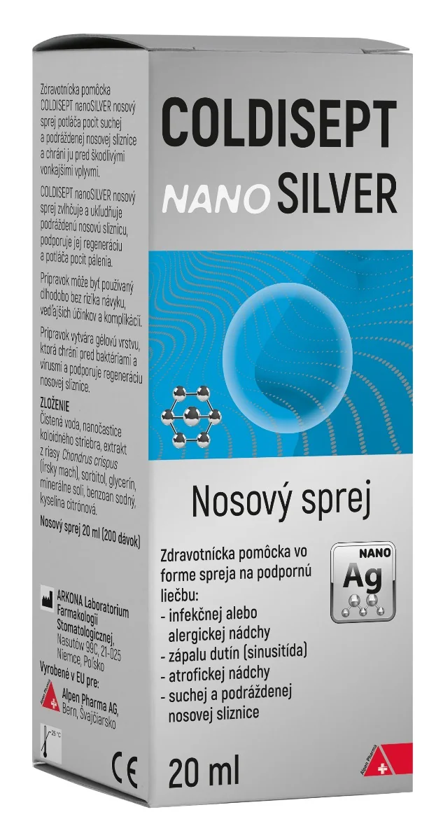 Coldisept nanoSilver nosový sprej 1×20 ml, nosový sprej