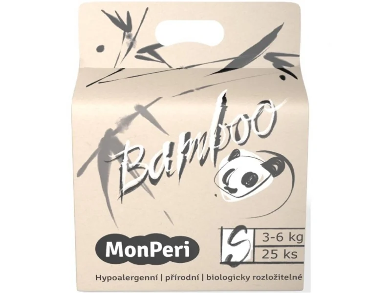 MONPERI Bamboo Plienky jednorazové eko S (3-6 kg) 25 ks 1×25 ks