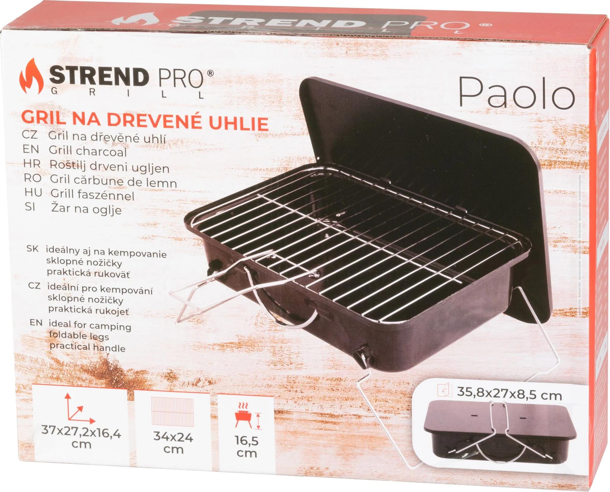 Strend Pro gril Paolo, 1 ks BBQ, na drevené uhlie, 37x27x17 cm