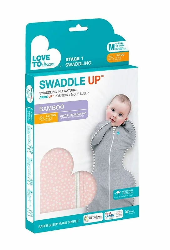 Love To Dream Swaddle UP Bamboo - Zavinovačka, veľkosť S, ružová - 1 FÁZA, 1-3m, 3,5-6kg 1×1 ks, zavinovačka