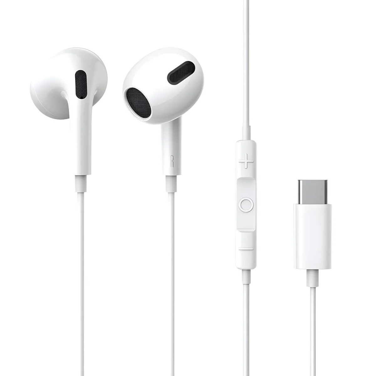 Káblové slúchadlá do uší s USB Type-C a mikrofónom - Biela 1 x 1 kus, moderný dizajn