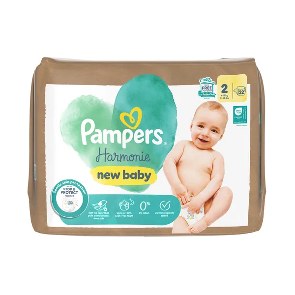 Pampers Harmonie plienky veľkosť 2, 4kg-8kg 32 ks