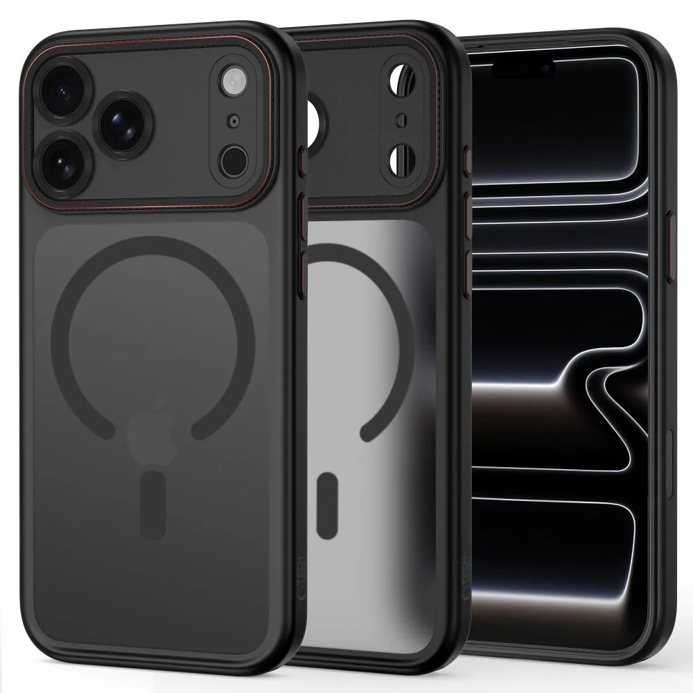 Tech-Protect MagCam MagSafe kryt na iPhone 17 Pro Max / 18 Pro Max, čierny / červený