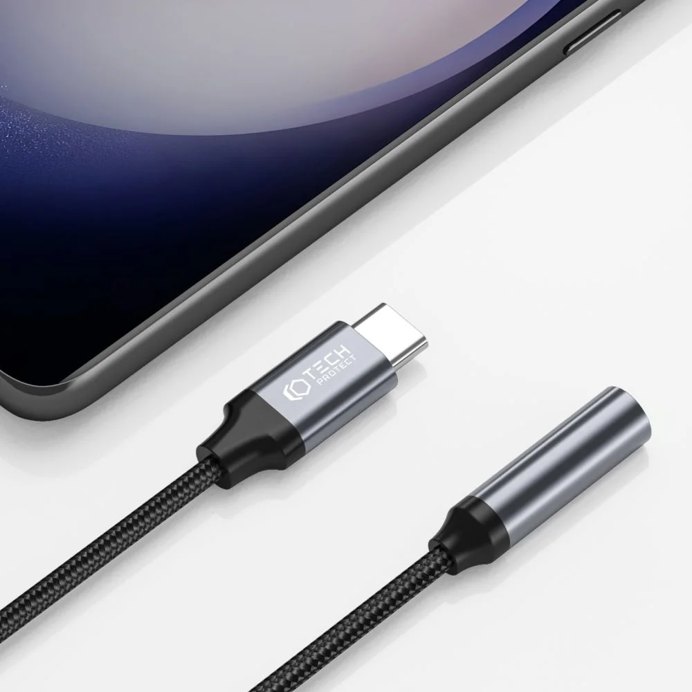 Tech-Protect Ultraboost adaptér USB-C / 3.5mm mini jack, čierny