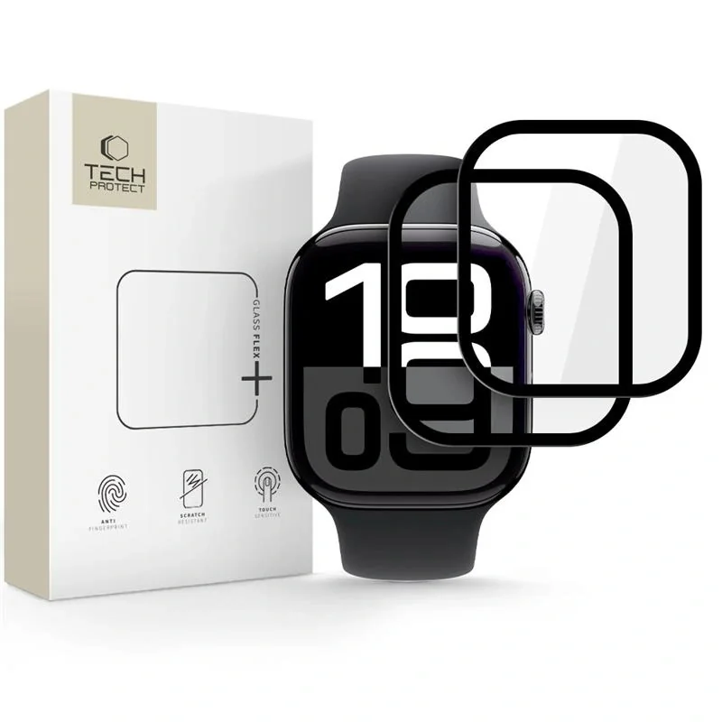 Tech-Protect Glass Flex 2x ochranné sklo na Apple Watch 10 (46mm), čierne rne