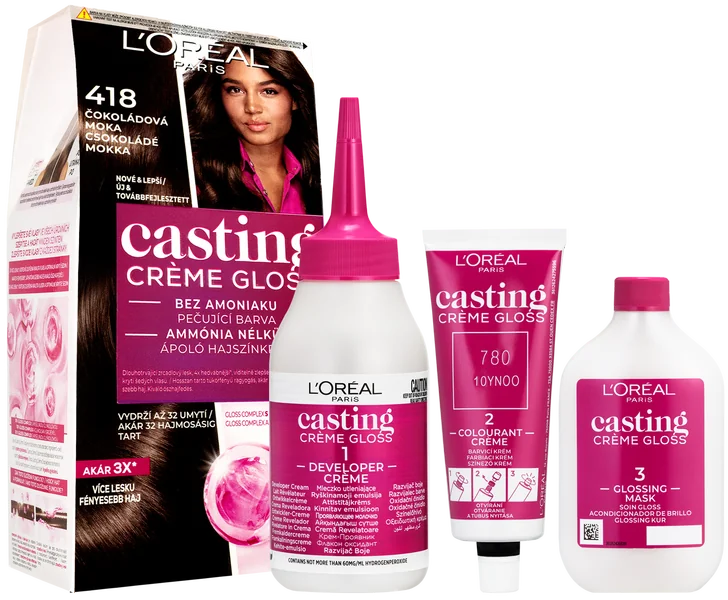 L'Oréal Paris Casting Crème Gloss semipermanentná farba na vlasy 418 čokoládová mocca 1×180 ml, farba na vlasy