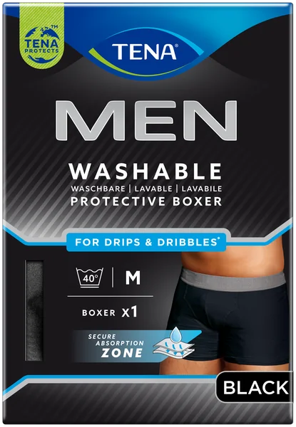 TENA Men Washable Underwear Black M OTC 1×1 ks, absorpčné boxerky
