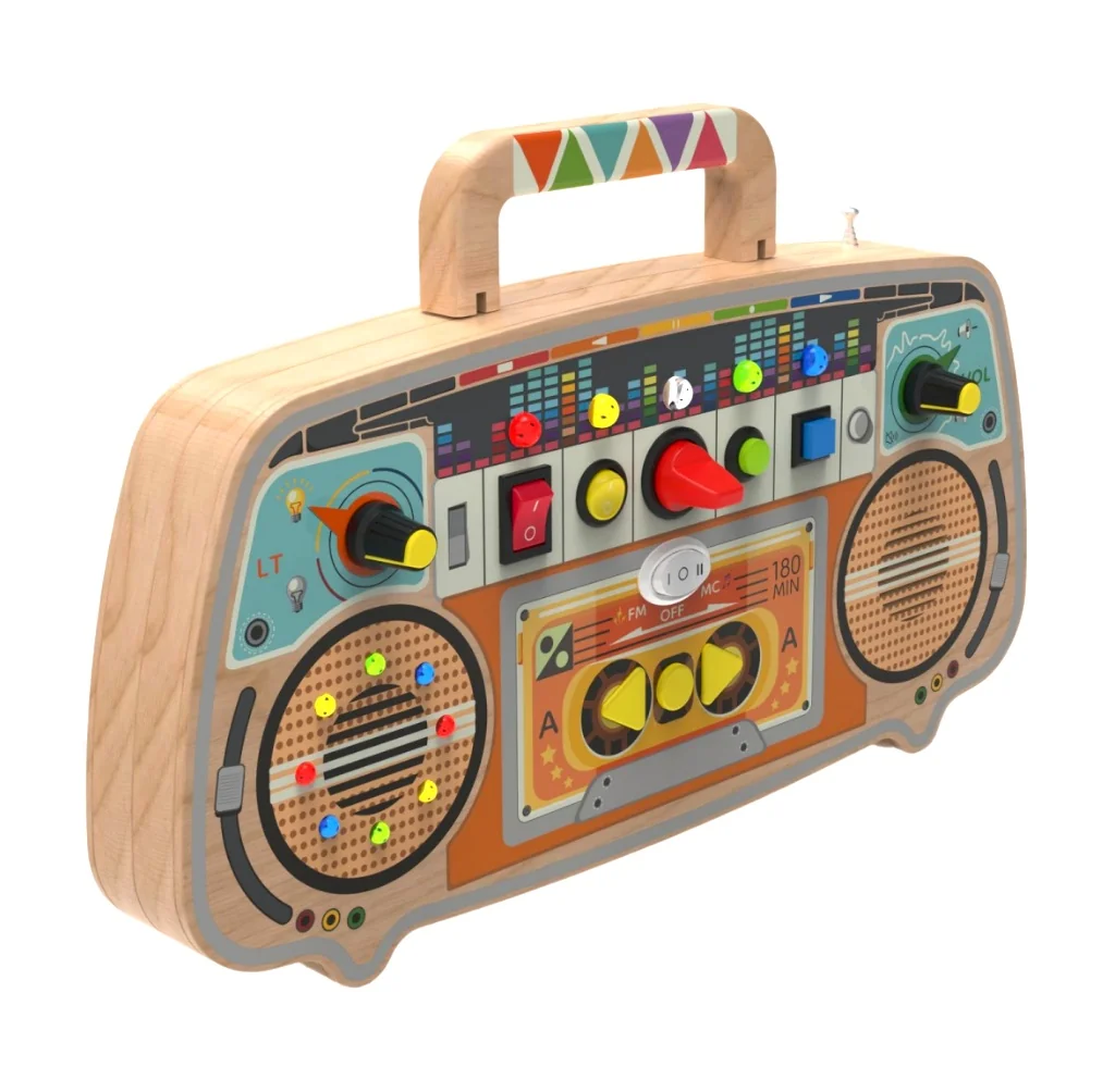 Montessori Activity board Drevené FM rádio