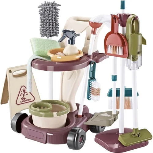 Detská upratovacia sada s príslušenstvom, vozík + vysávač + mop Little Helper