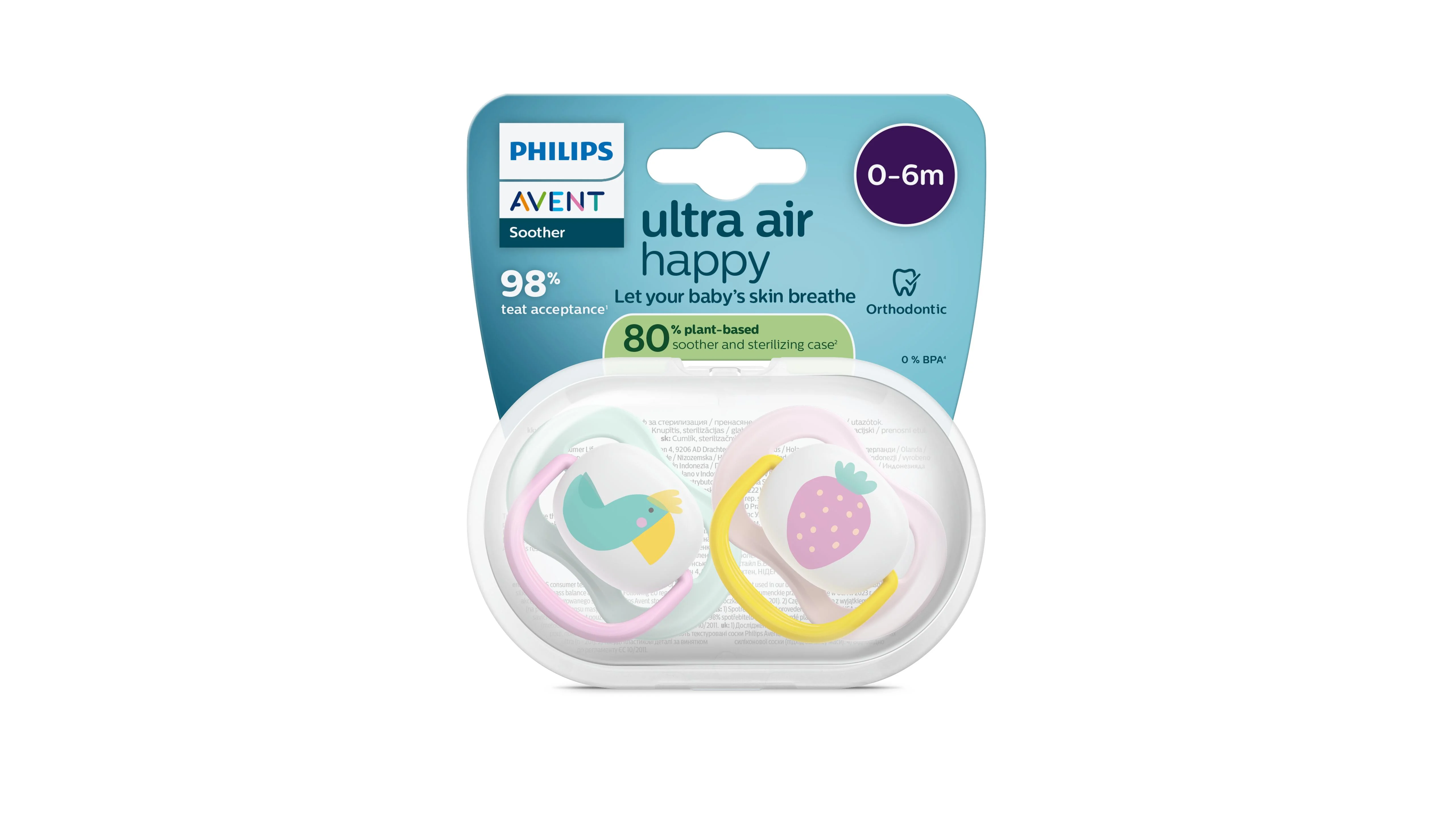 Philips AVENT - Cumlík Ultra air s obrázkom SCF080/24, 0-6 m, dievča 2 ks
