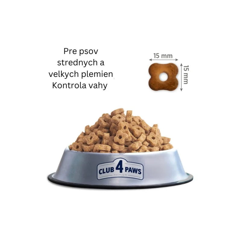 CLUB 4 PAWS PREMIUM LIGHT pre psov stredných a veľkýh plemien, sterilizované, morka 5 kg