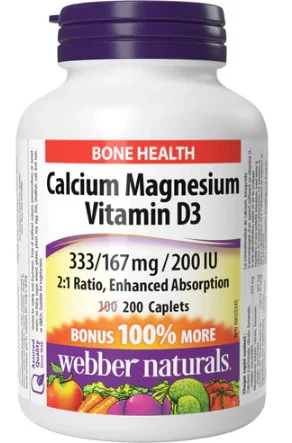 WEBBER NATURALS Vápnik, Horčík a Vitamín D3 1×200 tbl, výživový doplnok