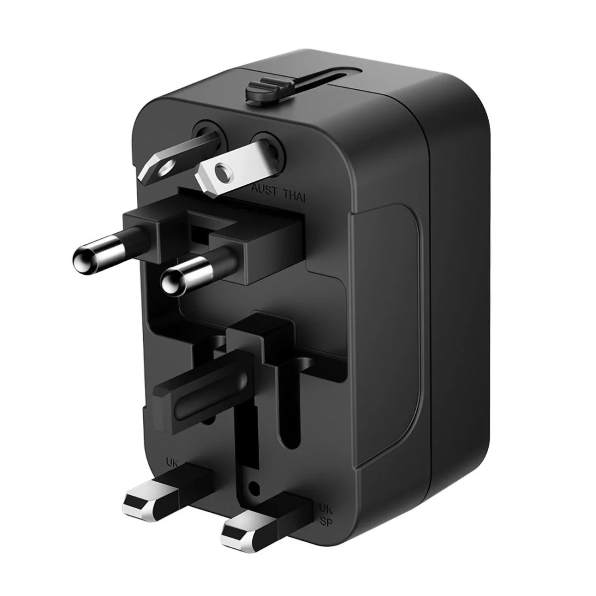 MG Travel Adapter cestovná nabíjačka EU / US / AUS / UK 2x USB 24W, či erna
