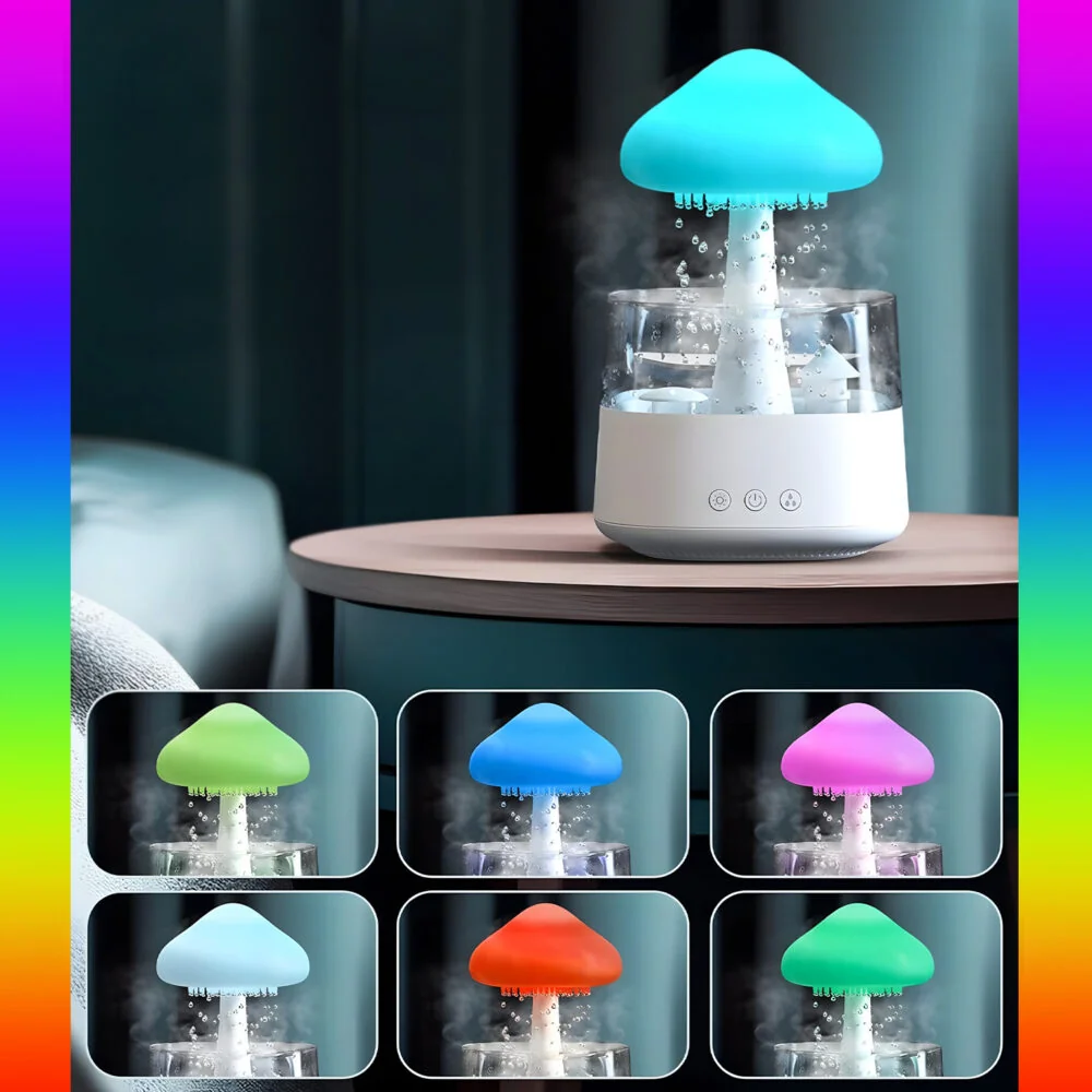 MG Rain Mushroom zvlhčovač vzduchu 450ml RGB, biely