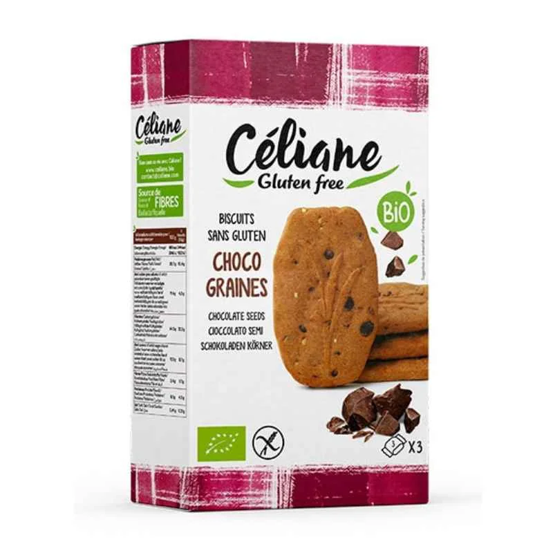 Celiane bezlepkové raňajkové sušienky čokoládové so semienkami 1×150 g, raňajkové sušienky