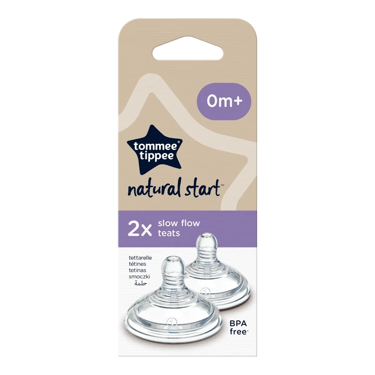 Tommee Tippee ANTI-COLIC Cumlík Na Fľašu Natural Start Pomalý Prietok 0m+, 2 ks 1×2 ks, cumlík na fľašu