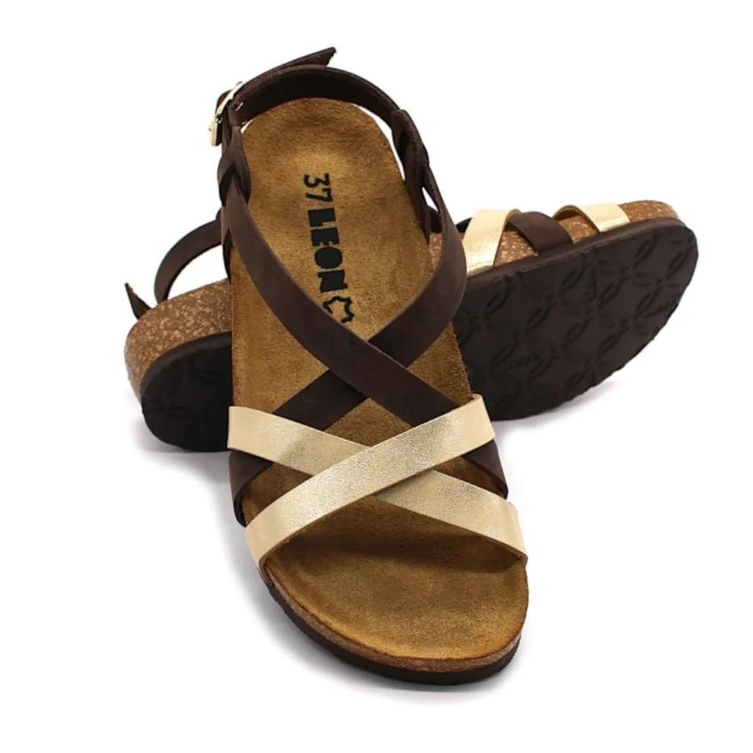 4305 Dámske zdravotné korkové sandále 36 - 23,5cm, hnedá, 2,0 cm