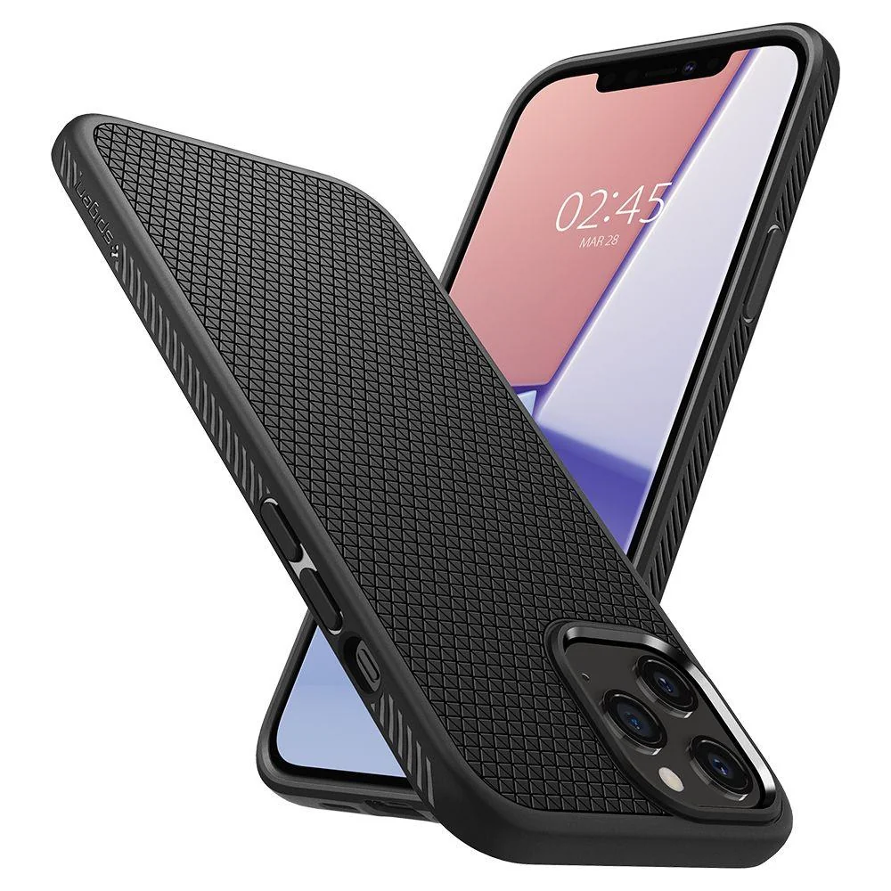 Spigen Liquid Air silikónový kryt na iPhone 12 / 12 Pro, čierny